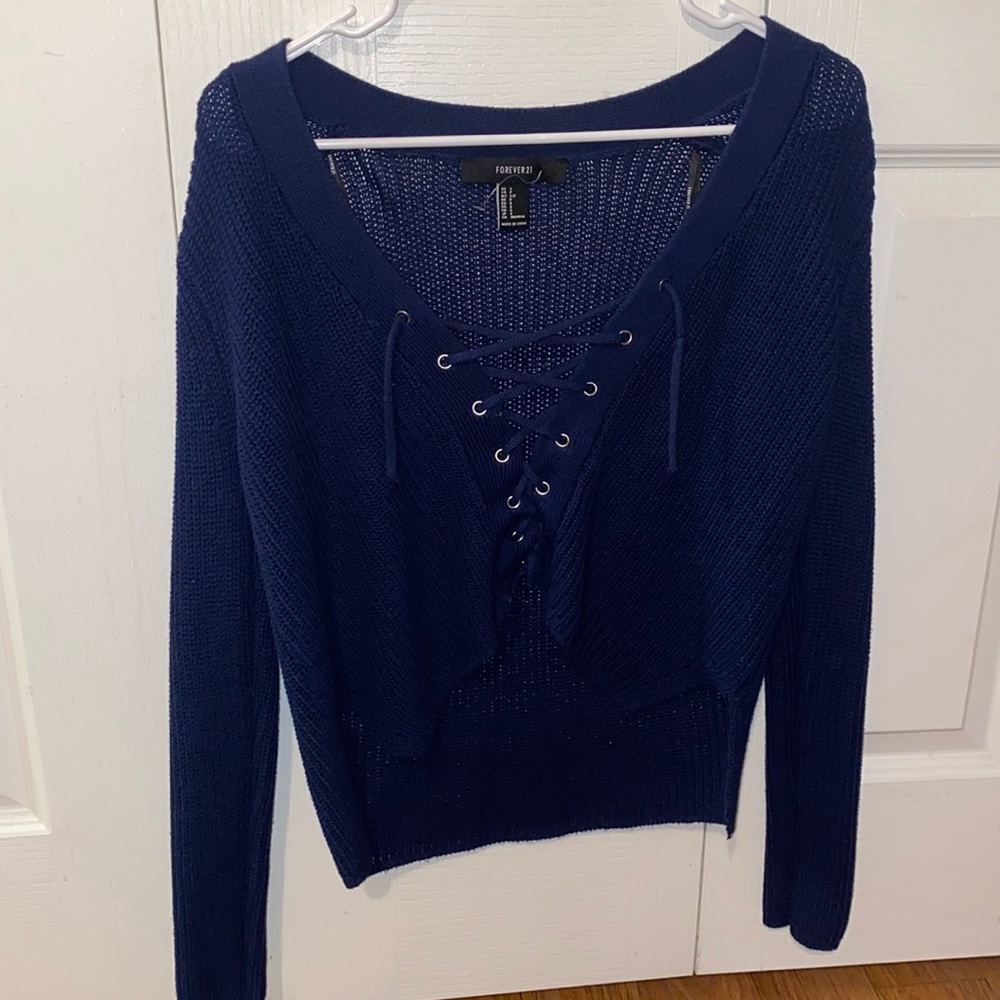 Lace up sweater